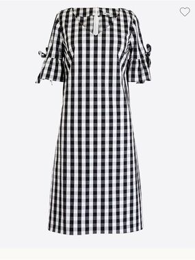 J.Crew Gingham Plaid Tie Sleeve Mini Dress Medium